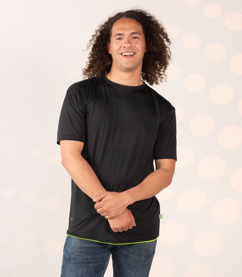 Black Crew Neck T-Shirt - Dry Fit Gold Victory