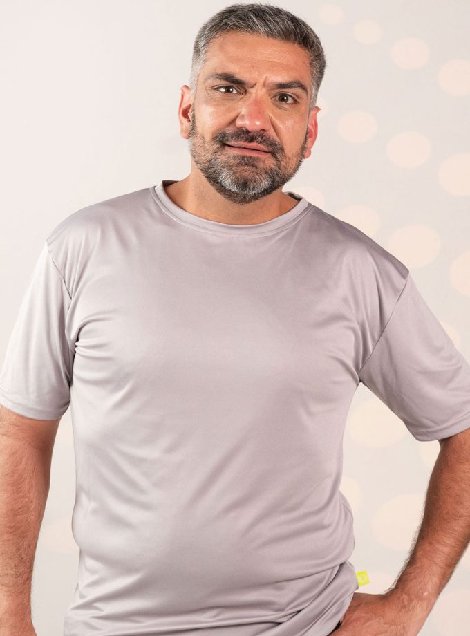 Gray Crew Neck T-Shirt - Dry Fit Gold Victory