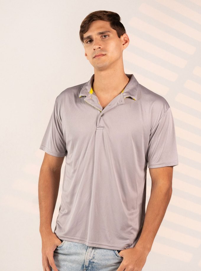 Gray Dry Fit Polo Shirt - Gold Champion