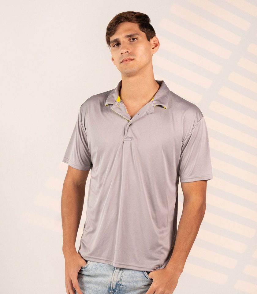 Gray Dry Fit Polo Shirt - Gold Champion