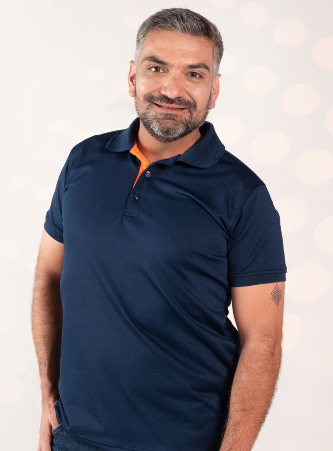 Men's Navy Blue Pique Polo Shirt - Champ Fit
