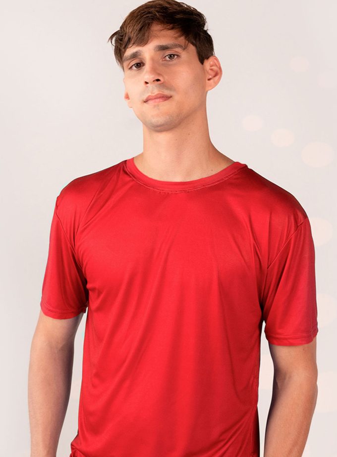 Red Crew Neck T-Shirt Dry Fit - Gold Victory
