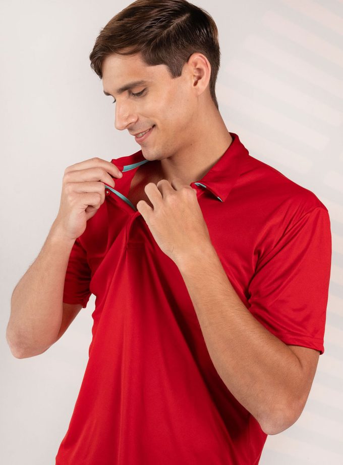 Red Dry Fit Polo Shirt - Gold Champion