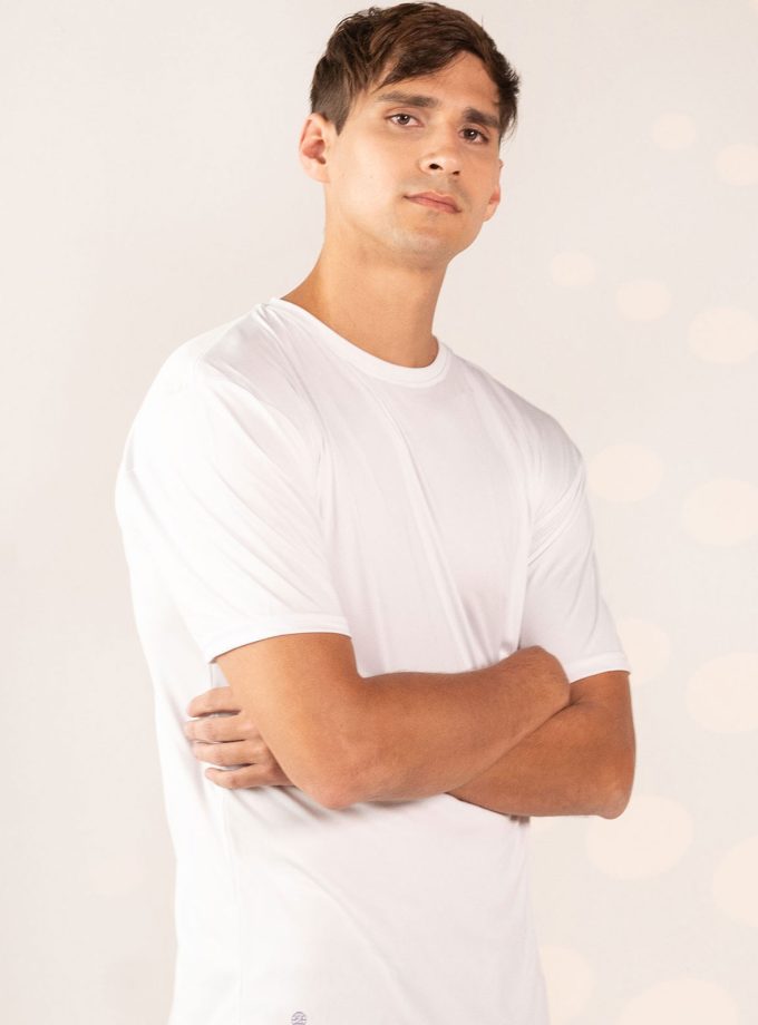 White Crew Neck T-Shirt Dry Fit - Gold Victory