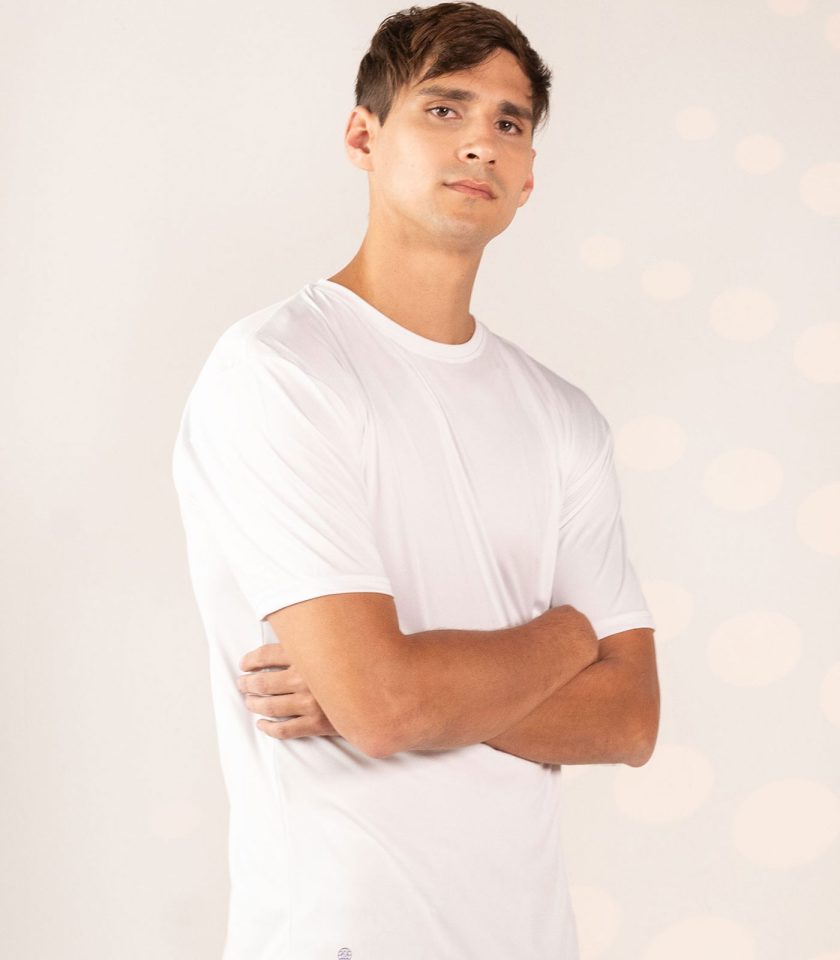 White Crew Neck T-Shirt Dry Fit - Gold Victory