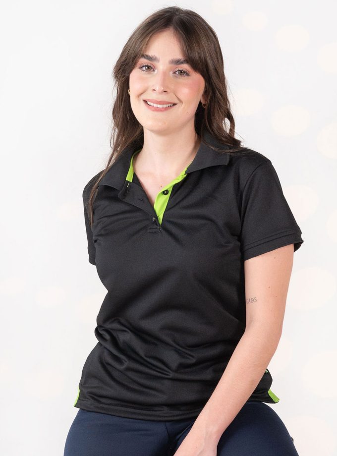 Women's Black Pique Polo Shirt - Champ Fit