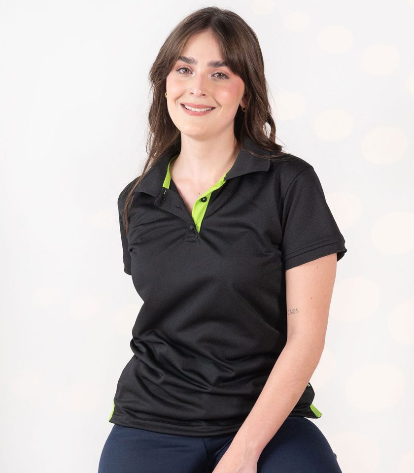 Women's Black Pique Polo Shirt - Champ Fit