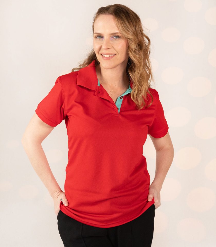 Women's Red Pique Polo Shirt - Champ Fit