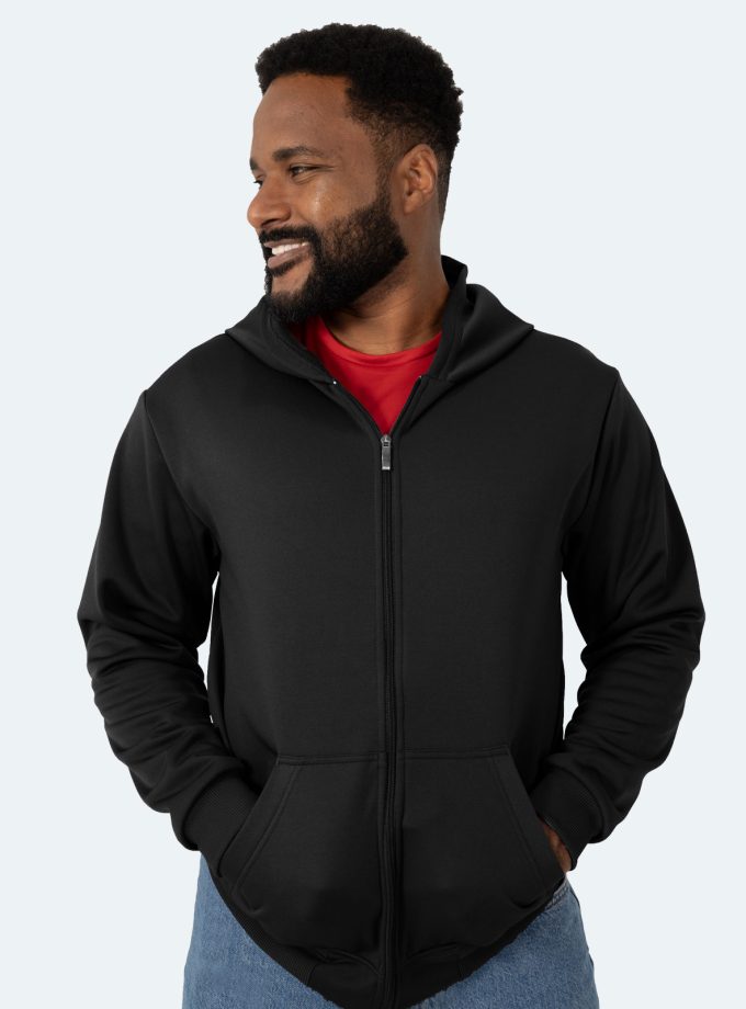 Men's Black Full-Zip Hoodie