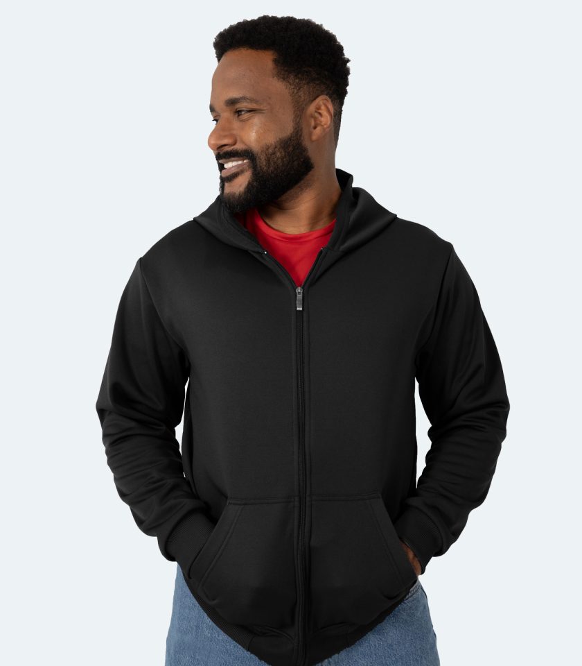 Men's Black Full-Zip Hoodie