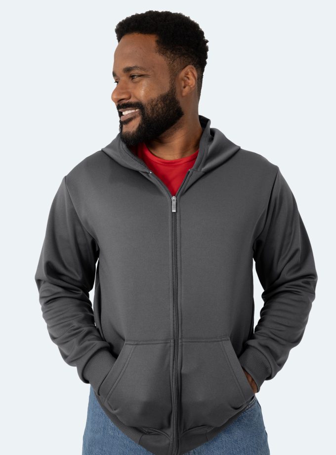Men's Gray Full-Zip Hoodie