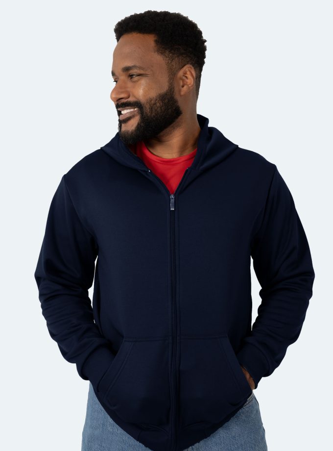 Men's Navy Blue Full-Zip Hoodie