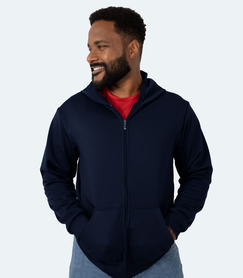 Men's Navy Blue Full-Zip Hoodie