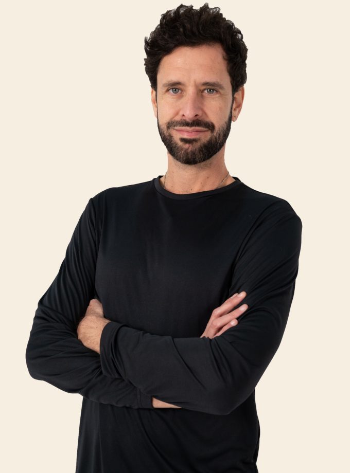 Men’s Black Long Sleeve Crew Neck Dry Fit T-Shirt - Real Basics