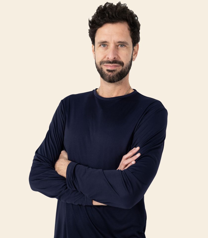 Men’s Navy Blue Long Sleeve Crew Neck Dry Fit T-Shirt - Real Basics