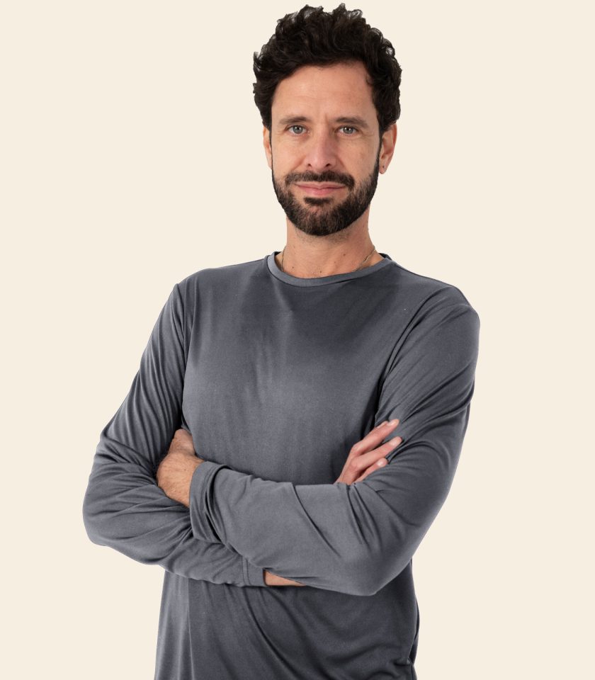 Men’s Gray Long Sleeve Crew Neck Dry Fit T-Shirt - Real Basics