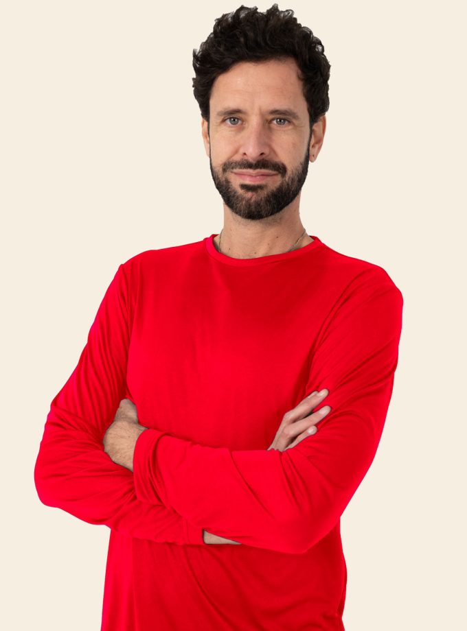 Men’s Red Long Sleeve Crew Neck Dry Fit T-Shirt - Real Basics