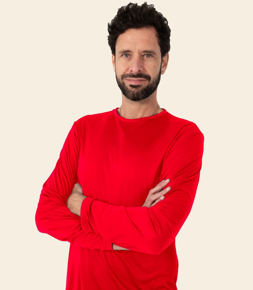 Men’s Red Long Sleeve Crew Neck Dry Fit T-Shirt - Real Basics