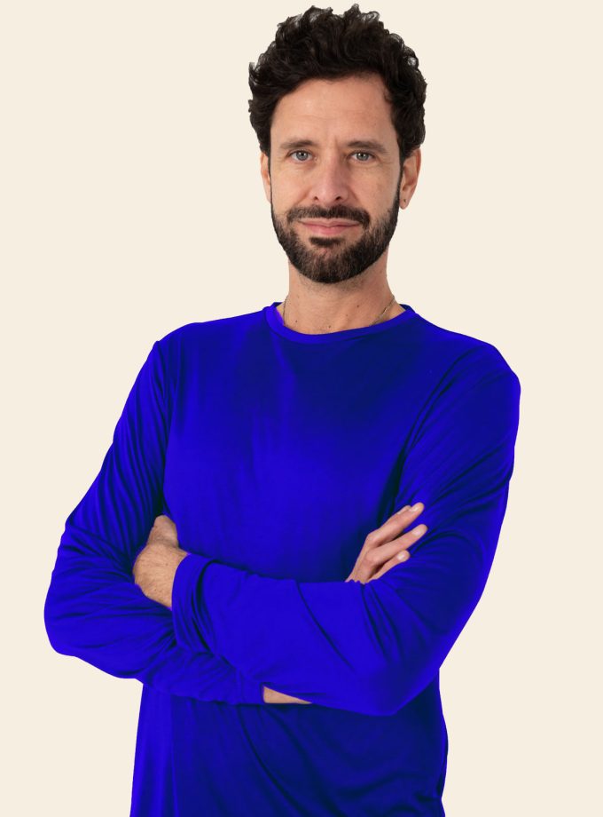 Men’s Royal Blue Long Sleeve Crew Neck Dry Fit T-Shirt - Real Basics
