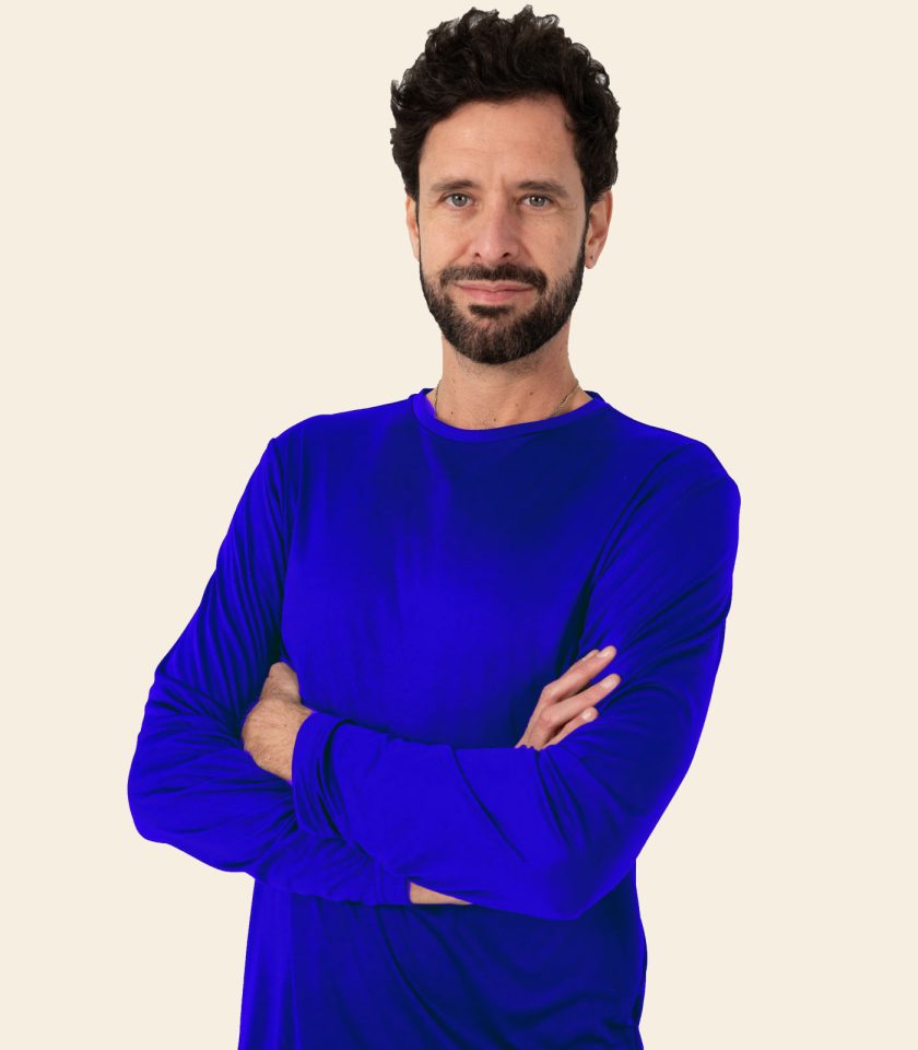 Men’s Royal Blue Long Sleeve Crew Neck Dry Fit T-Shirt - Real Basics