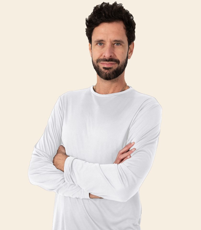 Men’s White Long Sleeve Crew Neck Dry Fit T-Shirt - Real Basics