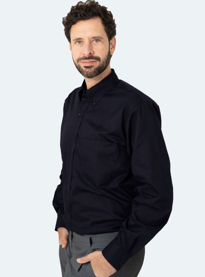 Men’s Navy Blue Gabardine Shirt – Real Basics, Sizes XS to 7XL