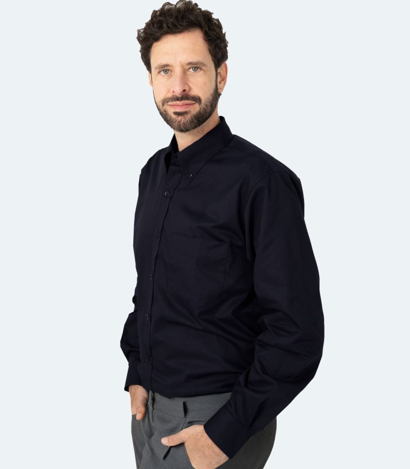 Men’s Navy Blue Gabardine Shirt – Real Basics, Sizes XS to 7XL