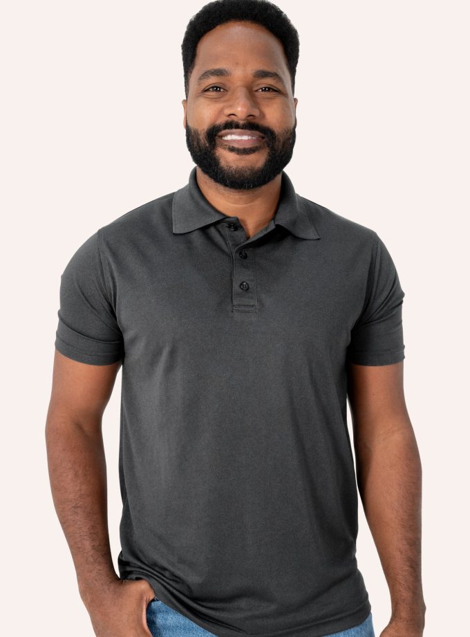 Men’s Gray Short Sleeve Piqué Polo Shirt - Real Basics