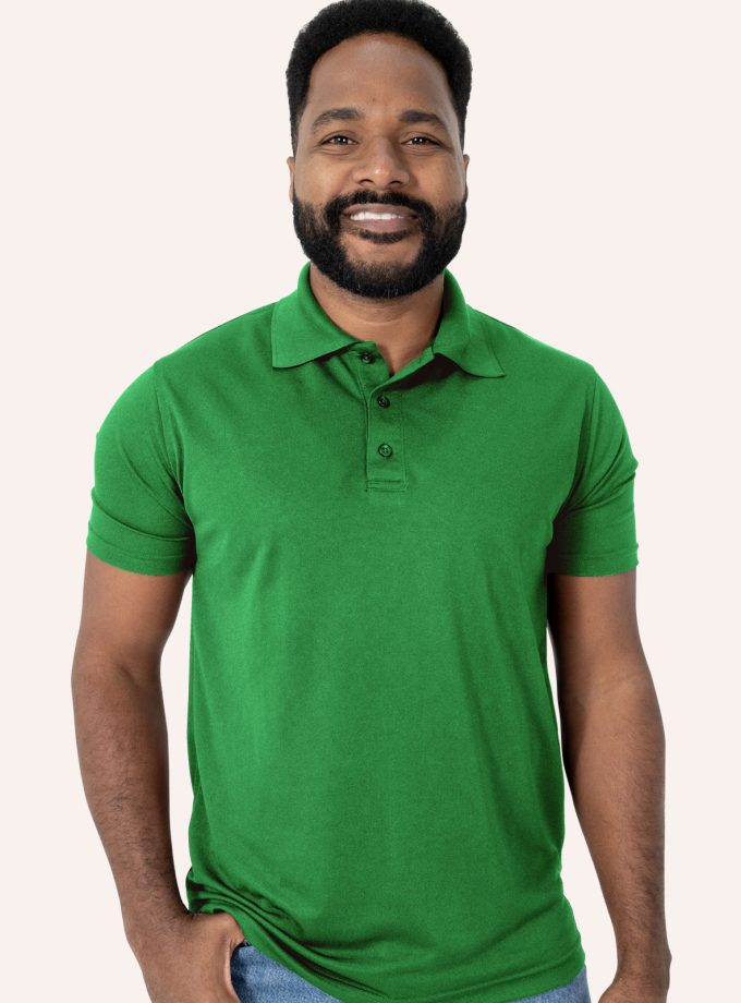 Men’s Green Short Sleeve Piqué Polo Shirt - Real Basics