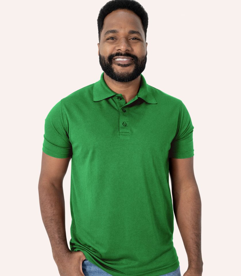 Men’s Green Short Sleeve Piqué Polo Shirt - Real Basics
