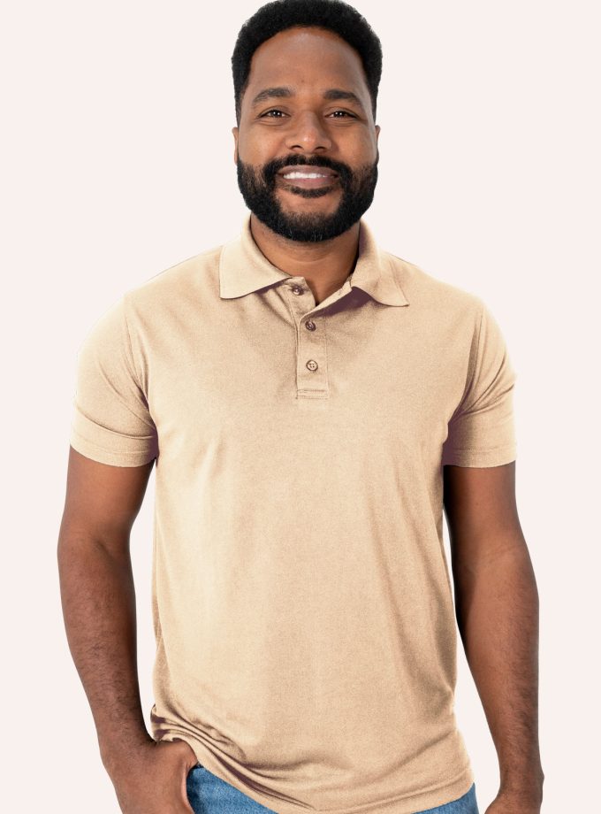 Men’s Sand Short Sleeve Piqué Polo Shirt - Real Basics