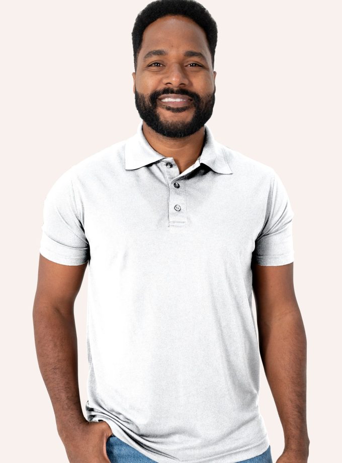 Men’s White Short Sleeve Piqué Polo Shirt - Real Basics