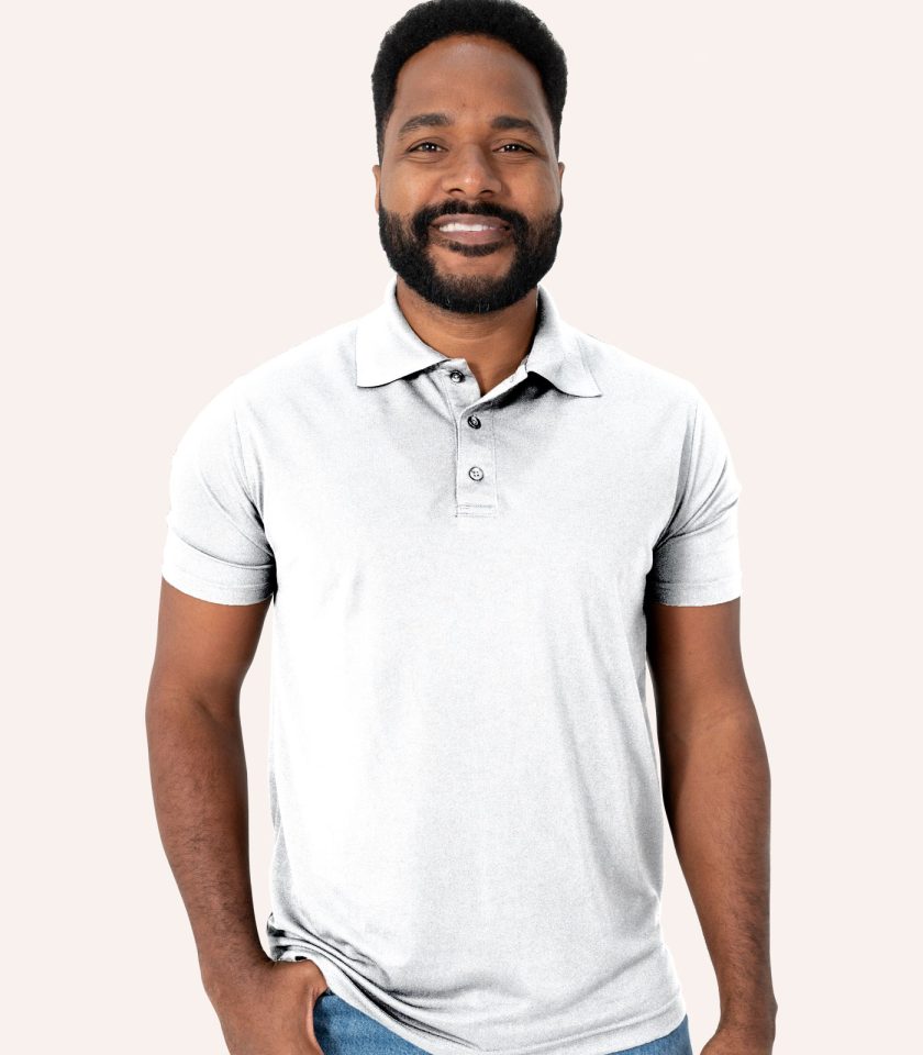 Men’s White Short Sleeve Piqué Polo Shirt - Real Basics