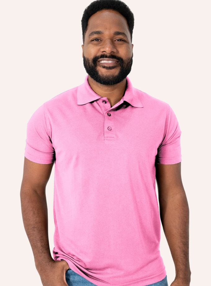 Men’s Pink Short Sleeve Piqué Polo Shirt - Real Basics
