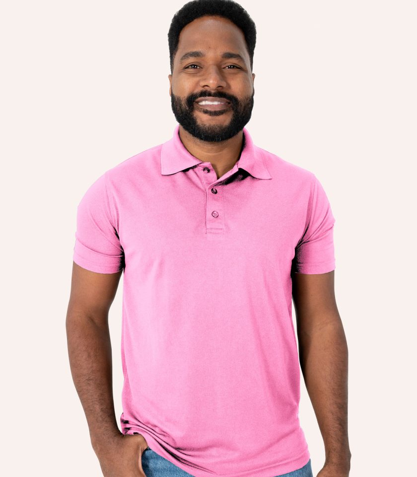 Men’s Pink Short Sleeve Piqué Polo Shirt - Real Basics