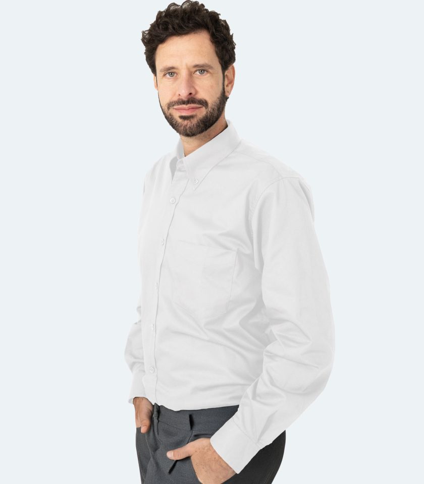 Men’s White Gabardine Shirt – Real Basics, Sizes XS to 7XL