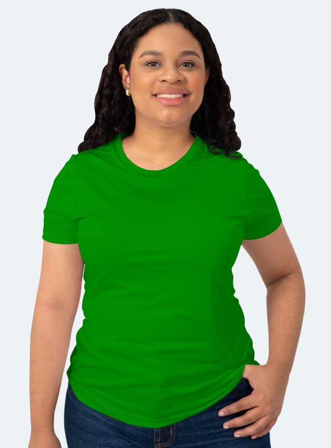 Women’s Green Short Sleeve Crew Neck Dry Fit T-Shirt – Real Basics