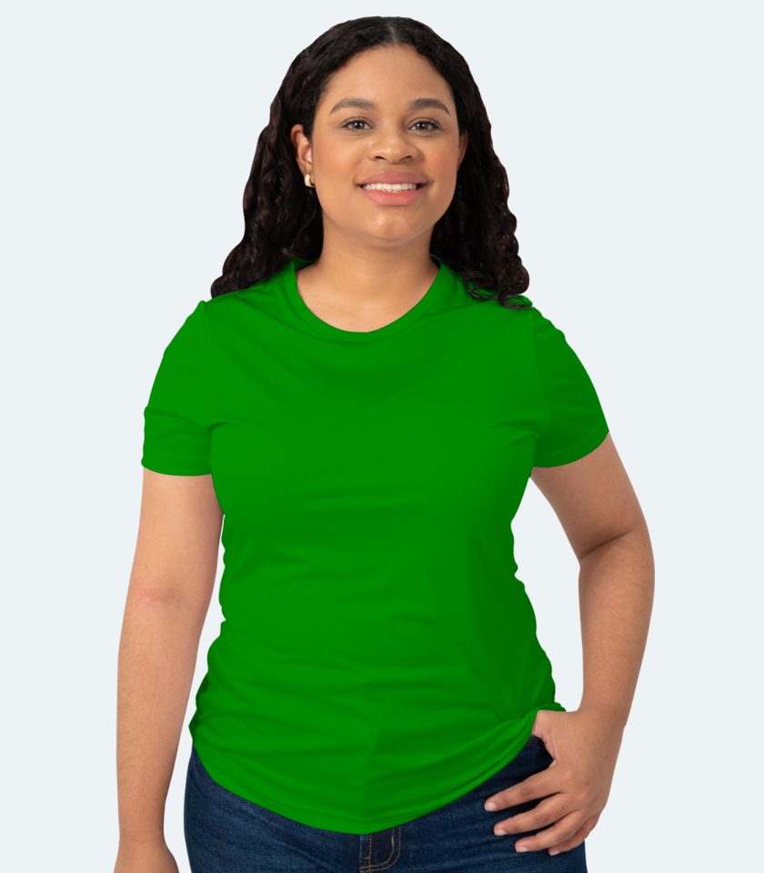Women’s Green Short Sleeve Crew Neck Dry Fit T-Shirt – Real Basics