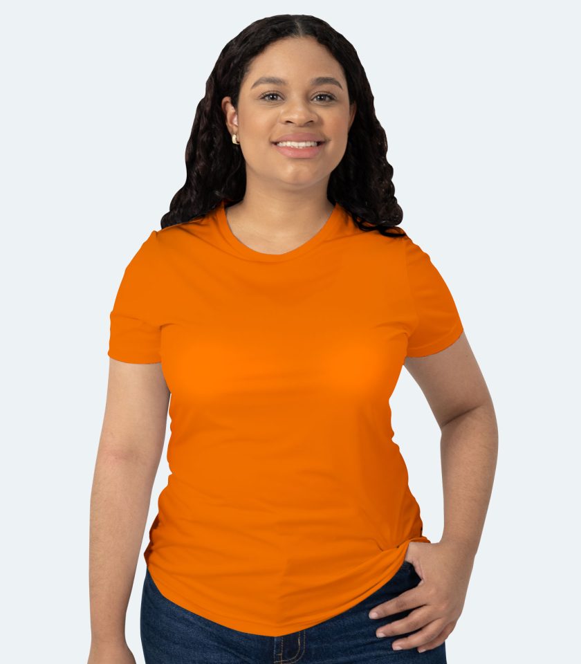 Women’s Orange Short Sleeve Crew Neck Dry Fit T-Shirt – Real Basics
