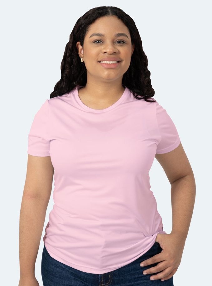 Women’s Pink Short Sleeve Crew Neck Dry Fit T-Shirt – Real Basics