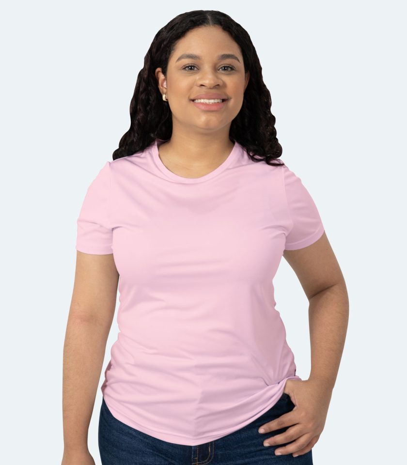 Women’s Pink Short Sleeve Crew Neck Dry Fit T-Shirt – Real Basics