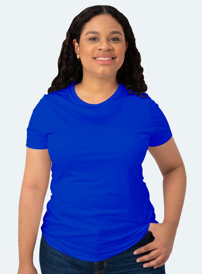 Women’s Royal Blue Short Sleeve Crew Neck Dry Fit T-Shirt – Real Basics