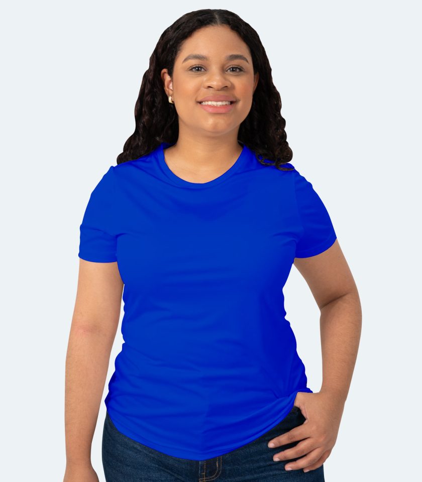 Women’s Royal Blue Short Sleeve Crew Neck Dry Fit T-Shirt – Real Basics