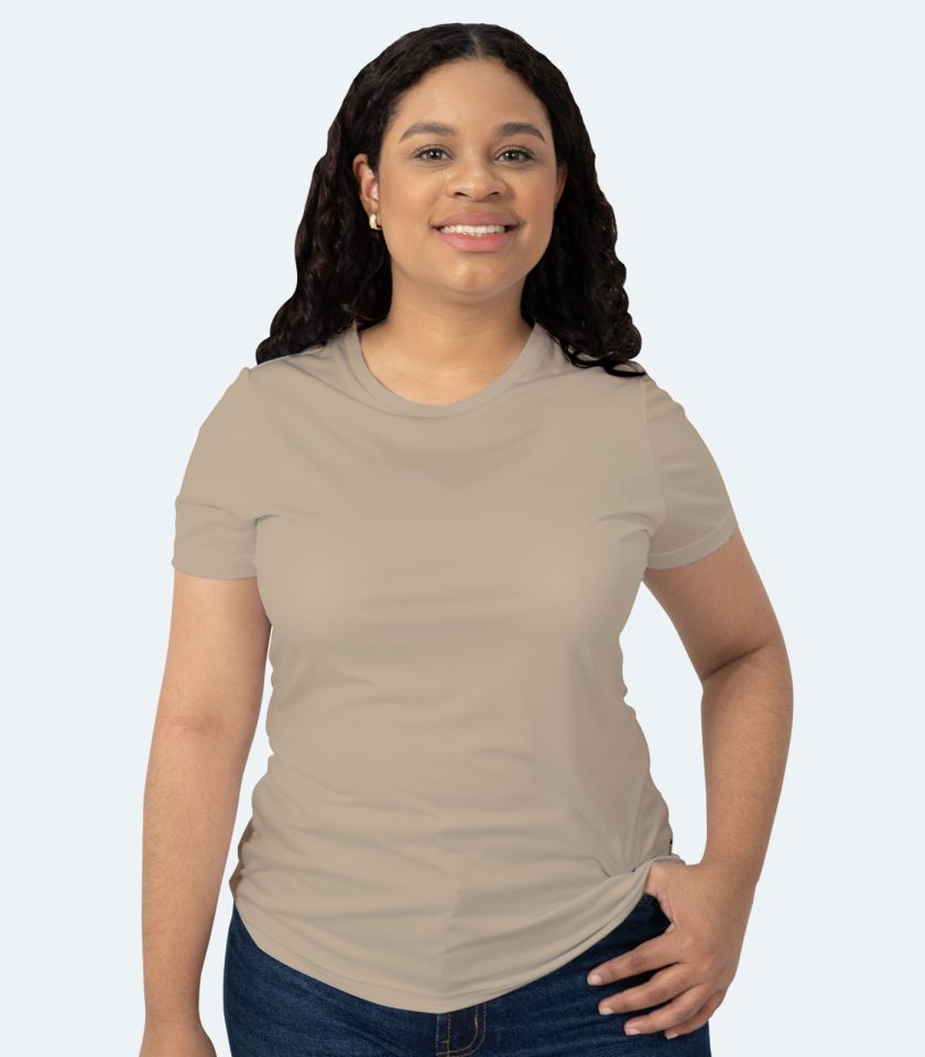 Women’s Sand Short Sleeve Crew Neck Dry Fit T-Shirt – Real Basics