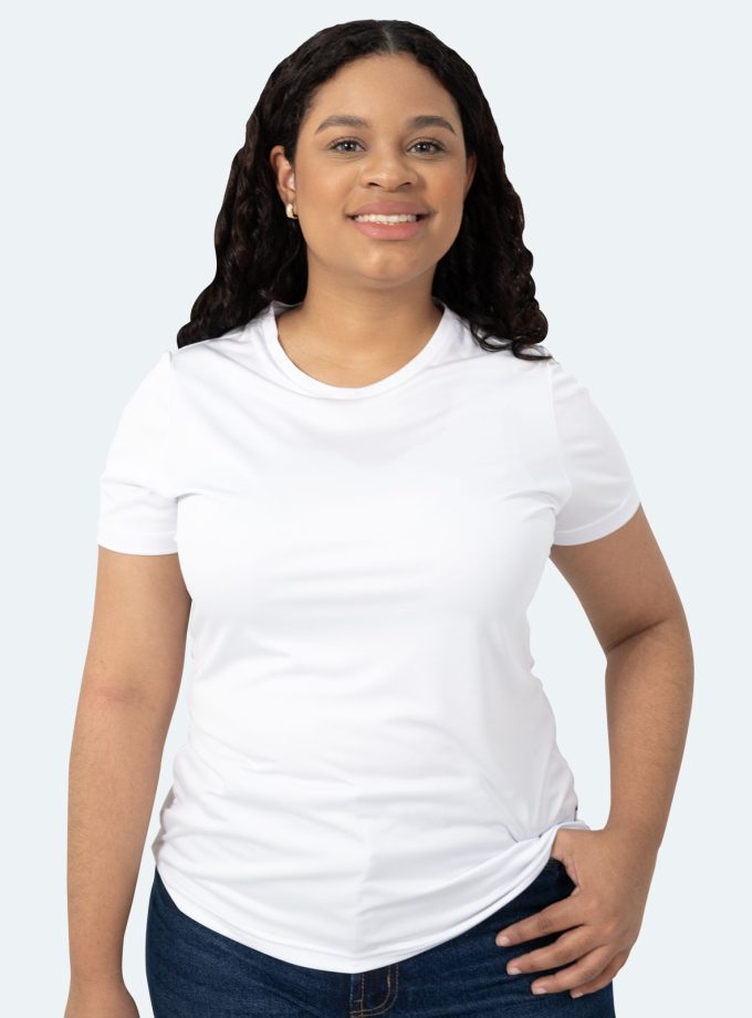 Women’s White Short Sleeve Crew Neck Dry Fit T-Shirt – Real Basics