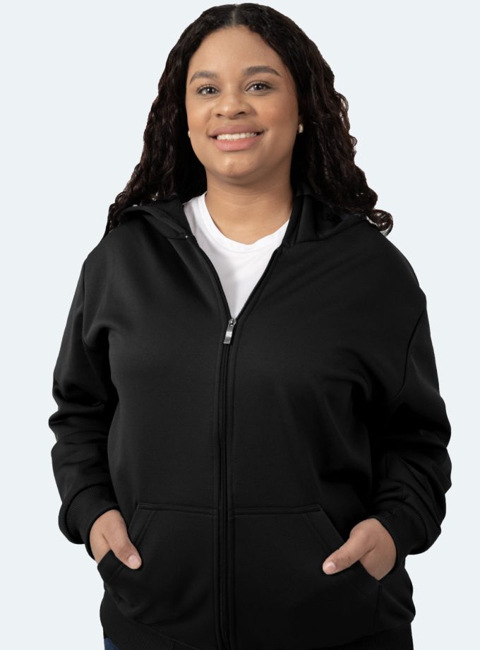 Women's Black Full-Zip Hoodie