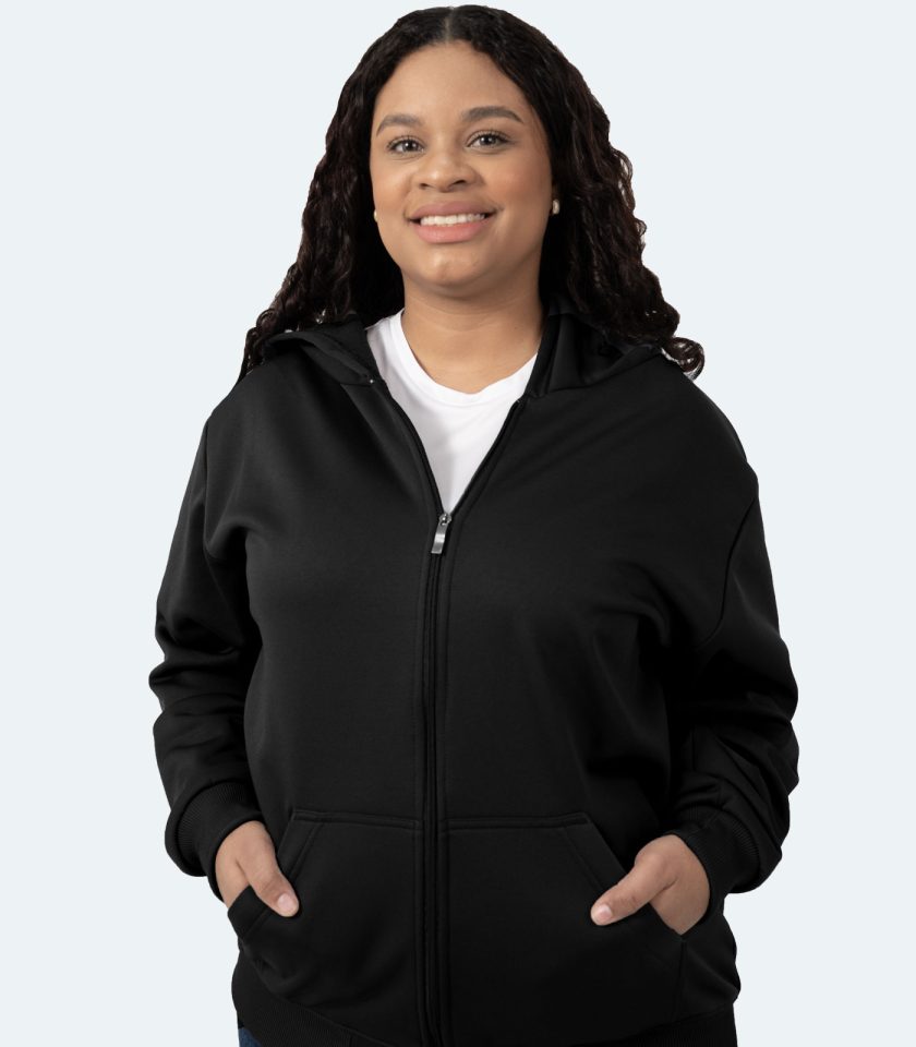 Women's Black Full-Zip Hoodie