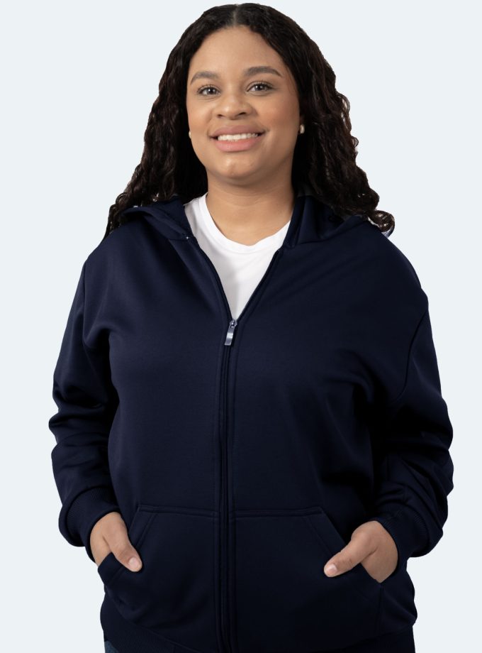 Women's Navy Blue Full-Zip Hoodie
