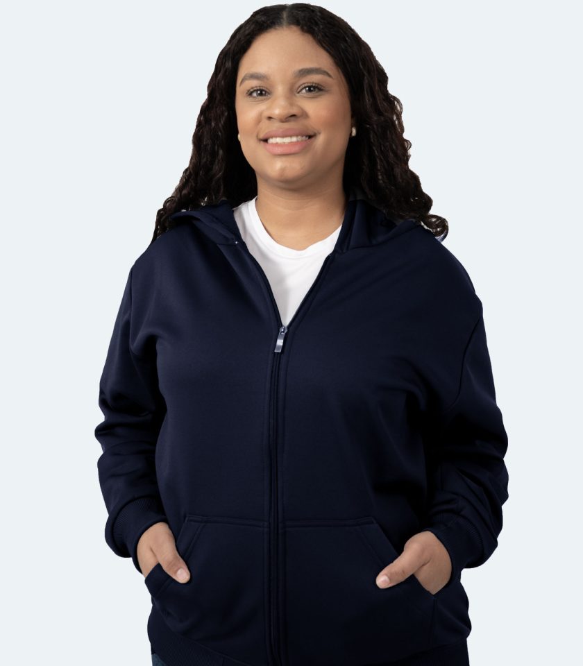 Women's Navy Blue Full-Zip Hoodie