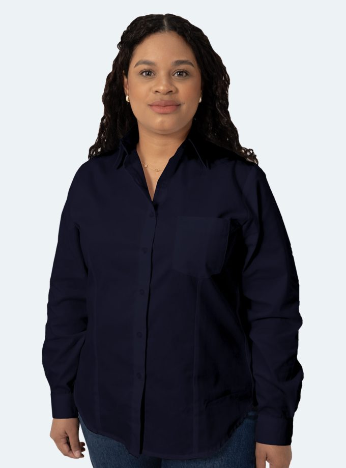 Women’s Navy Blue Gabardine Shirt – Real Basics, Sizes XS to 7XL